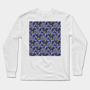 John Henry Dearle Seaweed Pattern in Blue and Yellow Long Sleeve T-Shirt